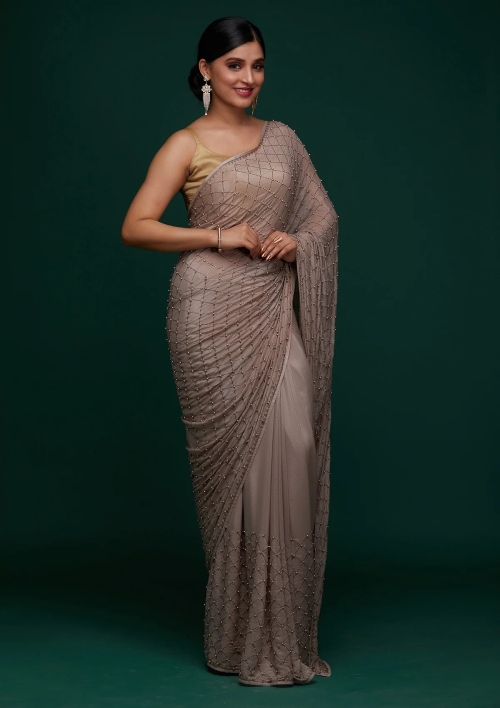 Organza Zari Work Saree - Royal Blue