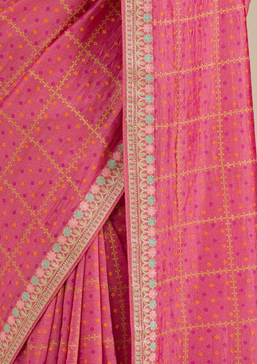 Linen Digital Print Saree - Maroon